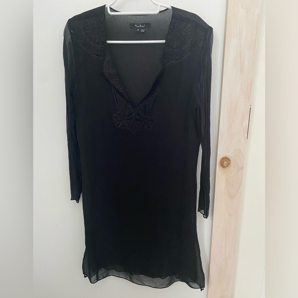 ECI New York Black Sheer Beaded Dress Sz. M